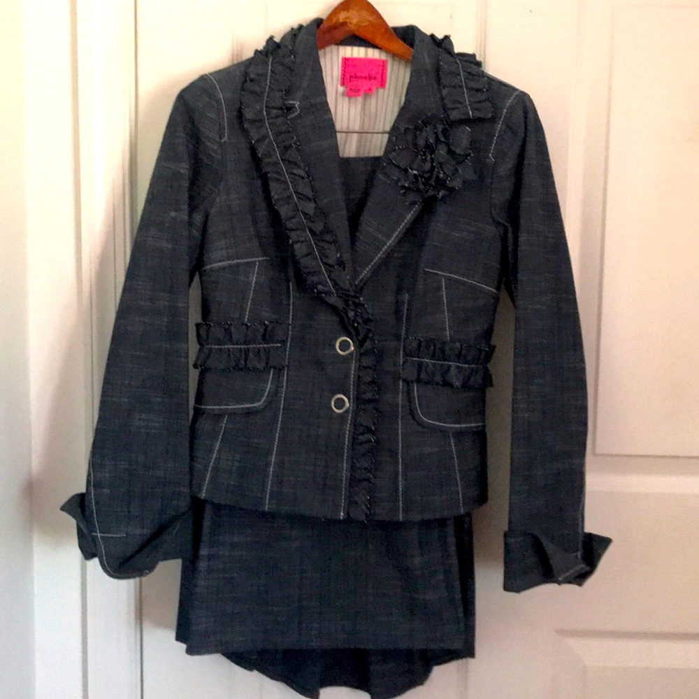 Denim plaid woman’s size 2 suit